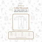 BONBEARY Bamboo Cotton Collar Sleepsuit Twotone 0 - 2 years ( Sleepsuit Jumpsuit Baby Sleepwear/ Children's Bamboo Cotton Sleepwear Set 0 - 2 years) - Petit Classique Cora Sleepsuit Twotone - Petit Classique Cora Sleepsuit Twotone