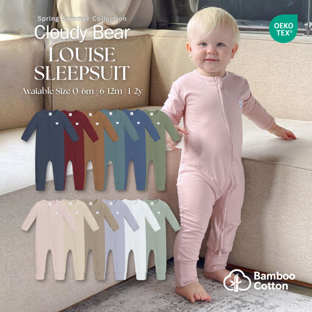 BONBEARY  Baby Sleepsuit Bamboo Cotton Louise (0–2Y) / Jumpsuit Baju Tidur Bayi Newborn Premium
